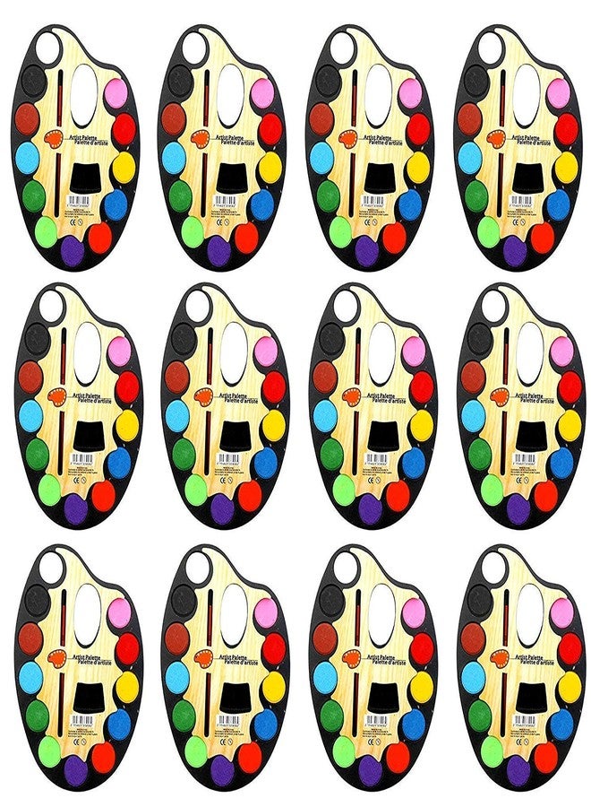 SHUDAUSHI® Art & Craft Drawing Color for Painting, Watercolor Palette, Paint Tray for Drawing School Stationery Water Color with Brush Birthday Return Gift for Kids in Bulk, Party Favor Gift (12 Pcs) - Image 1